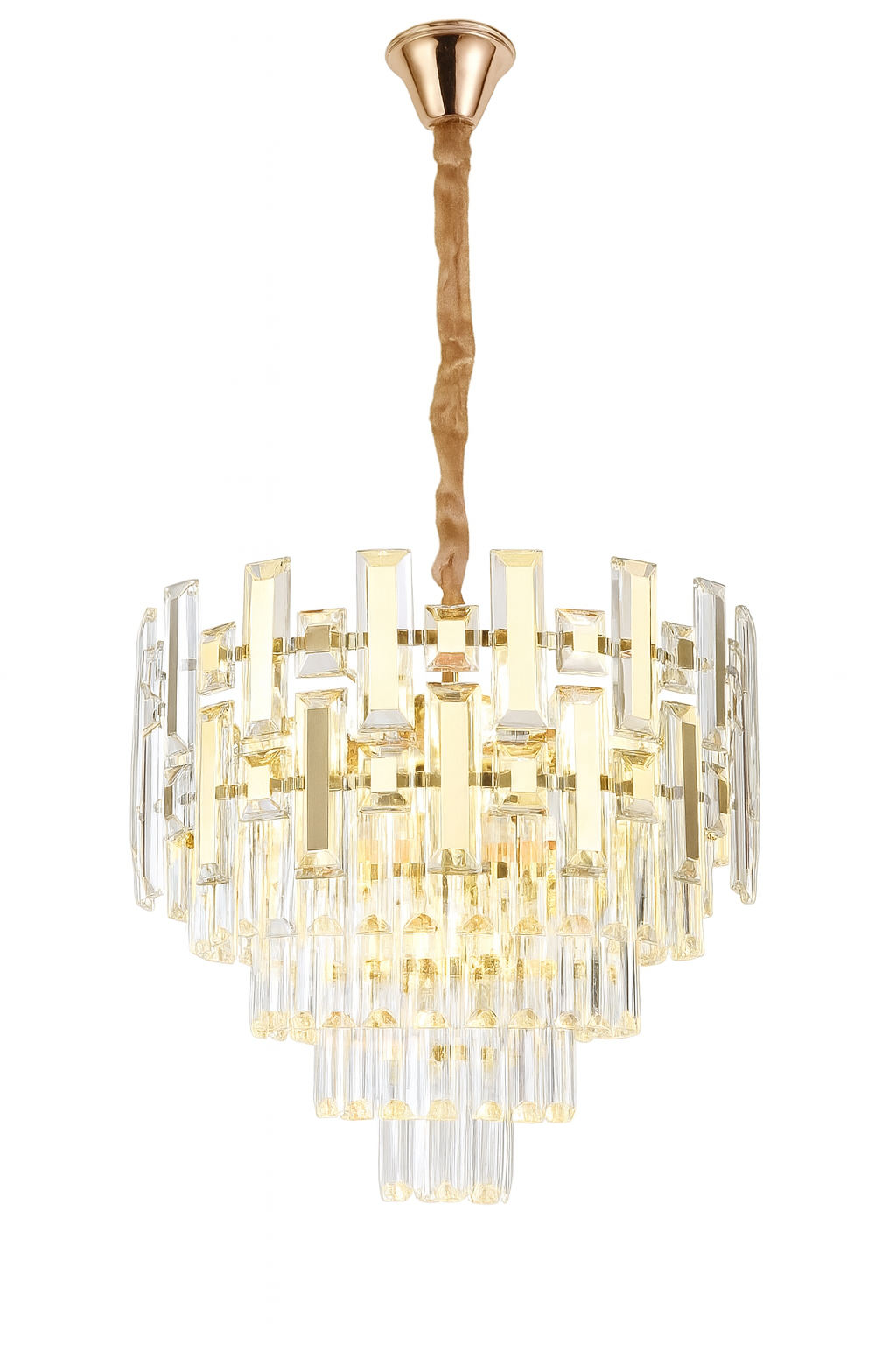 Lámpara de Cristal de Lujo– 9 Luces E14 Dorado Electrolítico