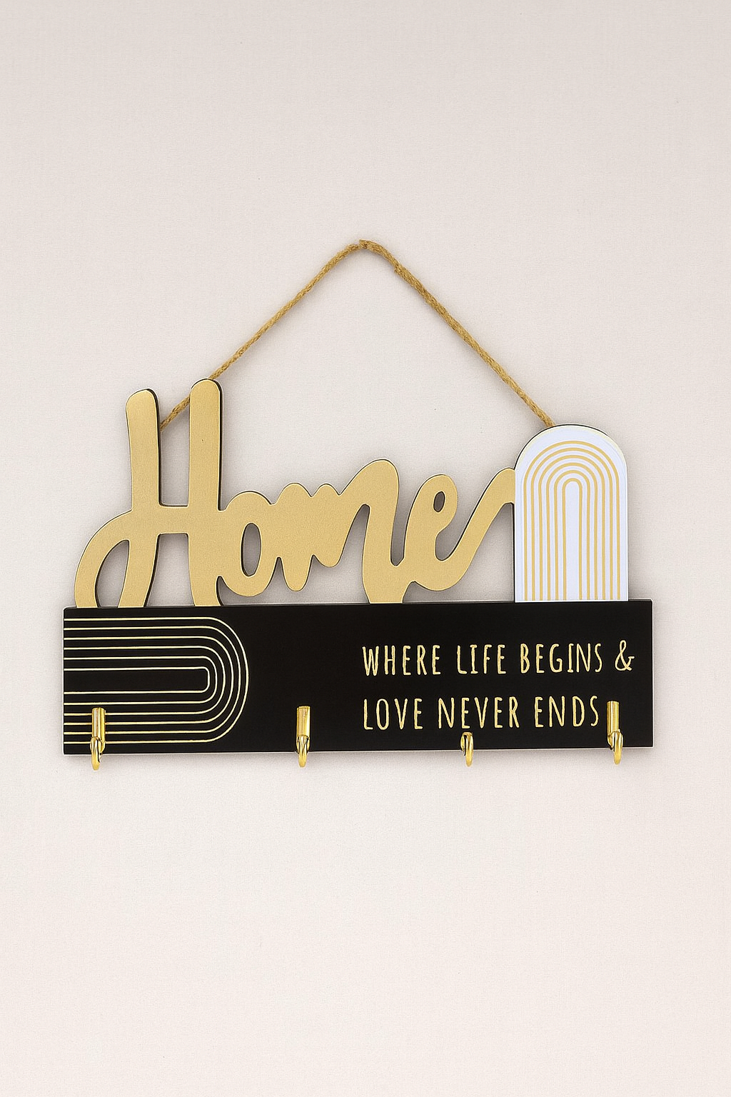 ADORNO DECORATIVO CON GANCHOS PARA PARED  – Práctico, Compacto y con Estilo Natural