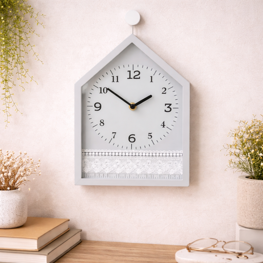 Reloj decorativo de pared de madera.