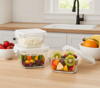 Táper de vidrio cuadrado