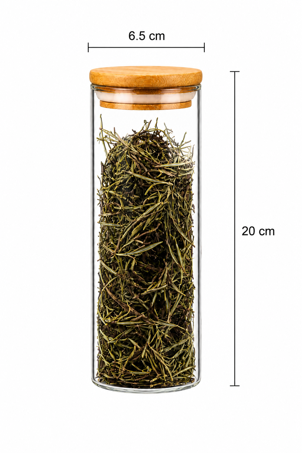 Tarro de vidrio con tapa 6.5 × 18 cm – capacidad aproximada 400 ml
