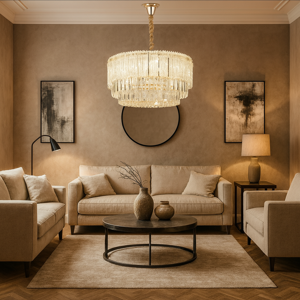 Lámpara de Cristal de Lujo– Dorado Electrolítico