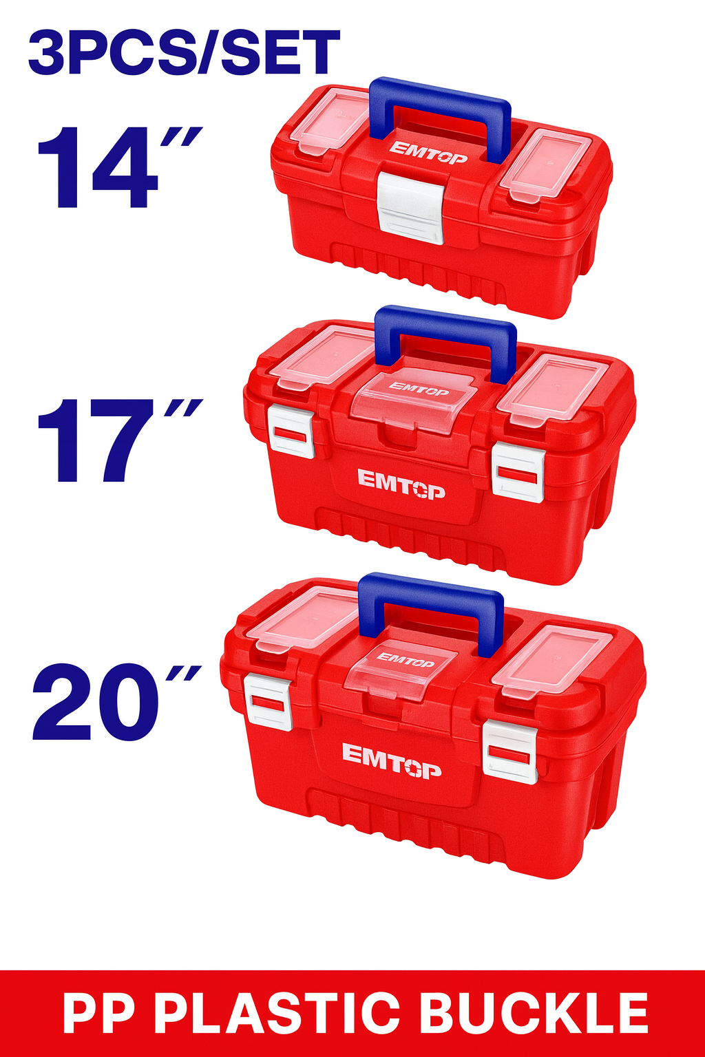 Juego de 3 cajas de herramientas de plástico
