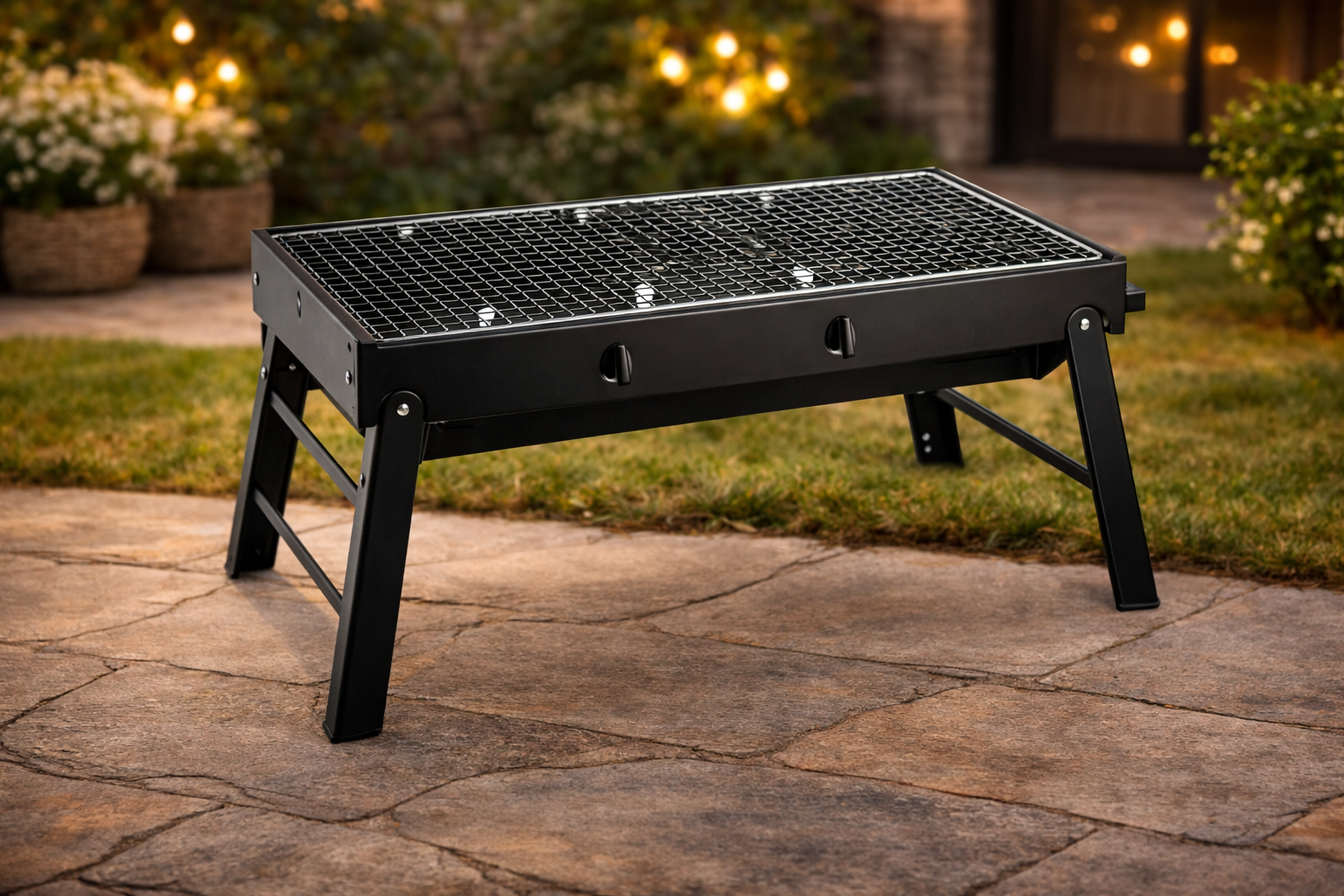 Churrasquera de metal a carbón portátil