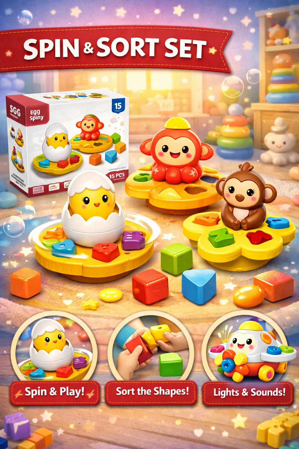 Juego de ventosas giratorias