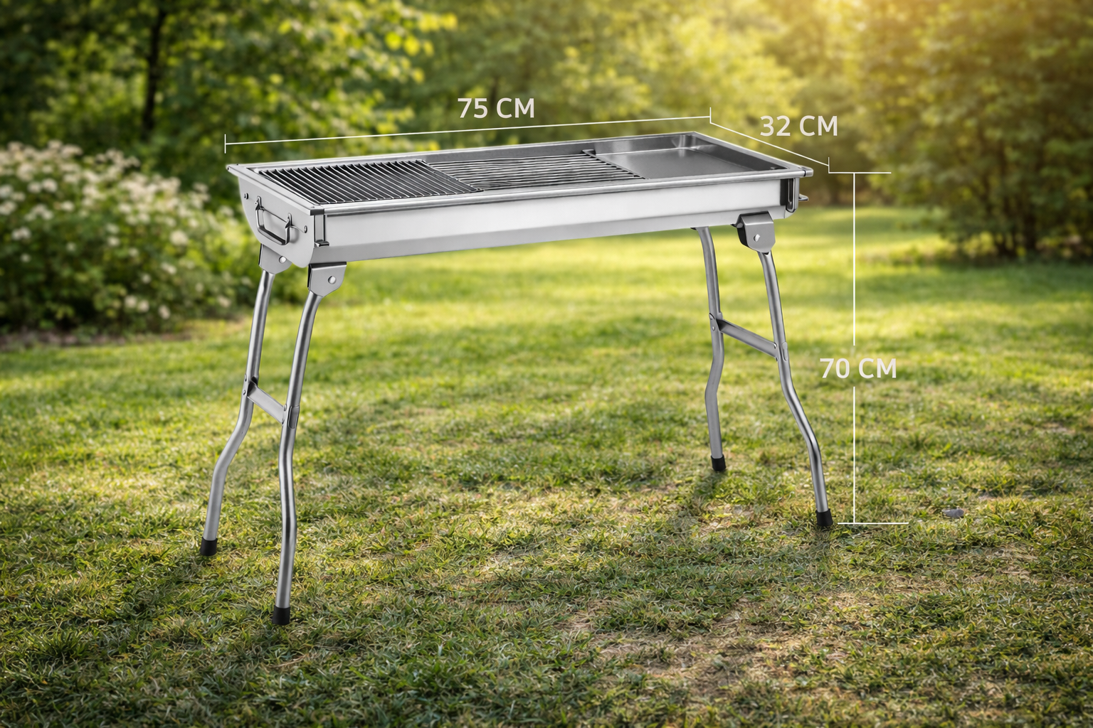 Churrasquera de metal a carbón portátil