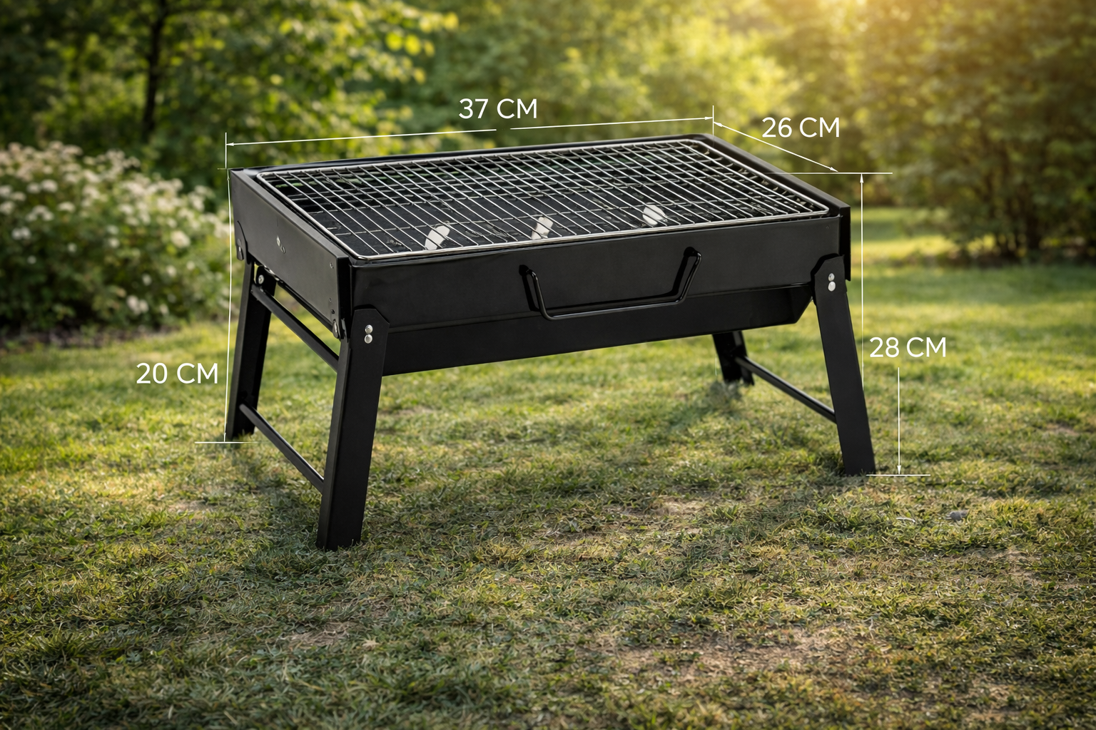Churrasquera de metal a carbón portátil