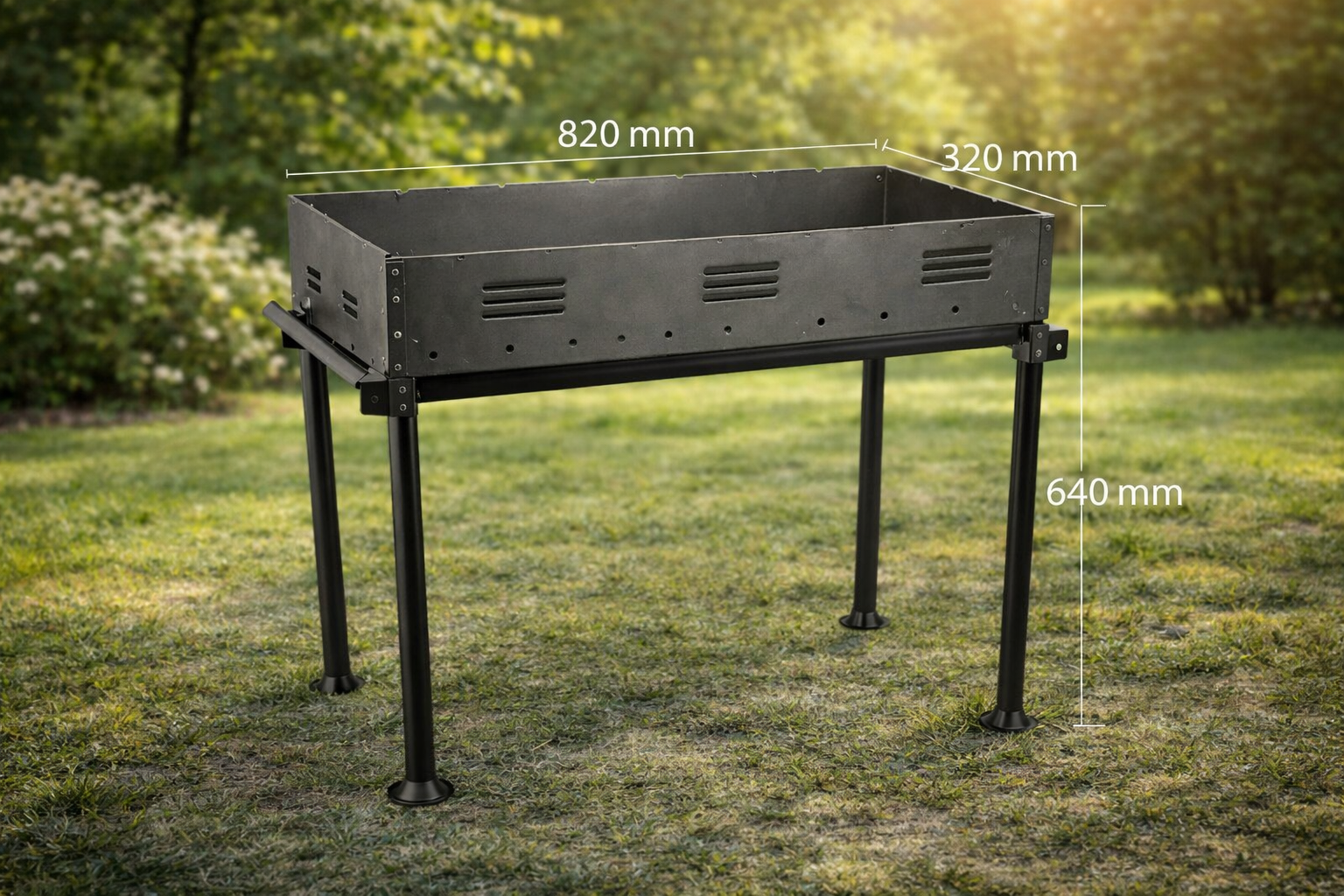 Churrasquera de metal a carcón portátil