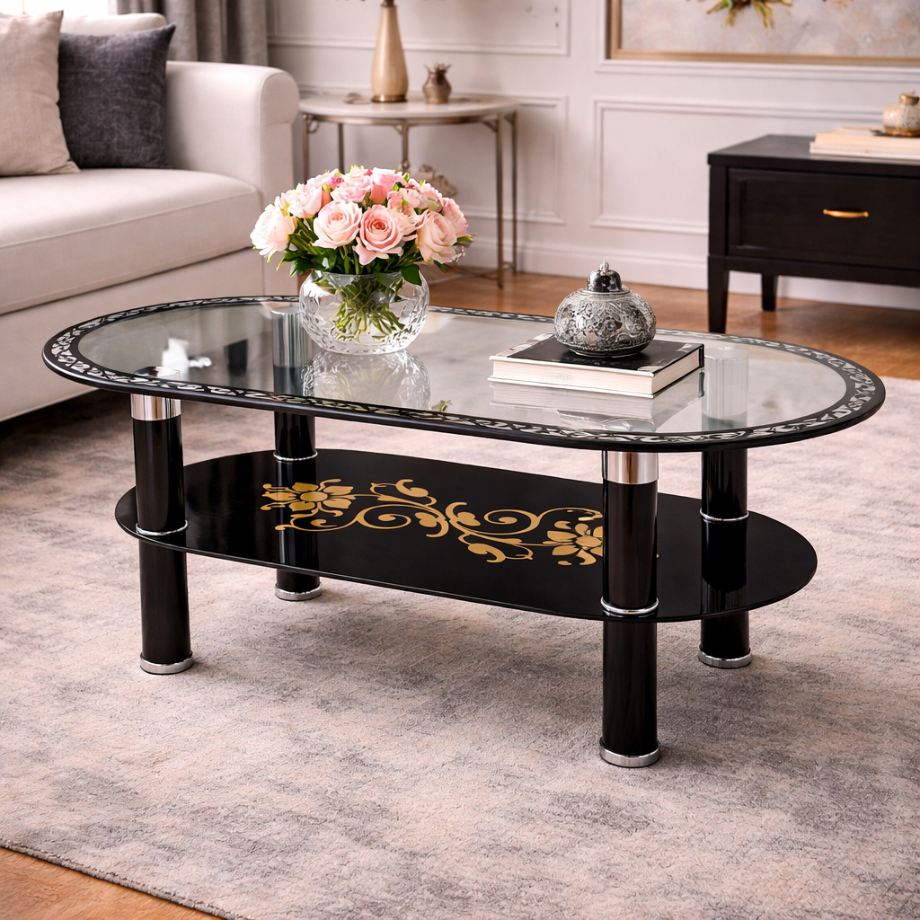 Mesa de Centro de Vidrio y Metal