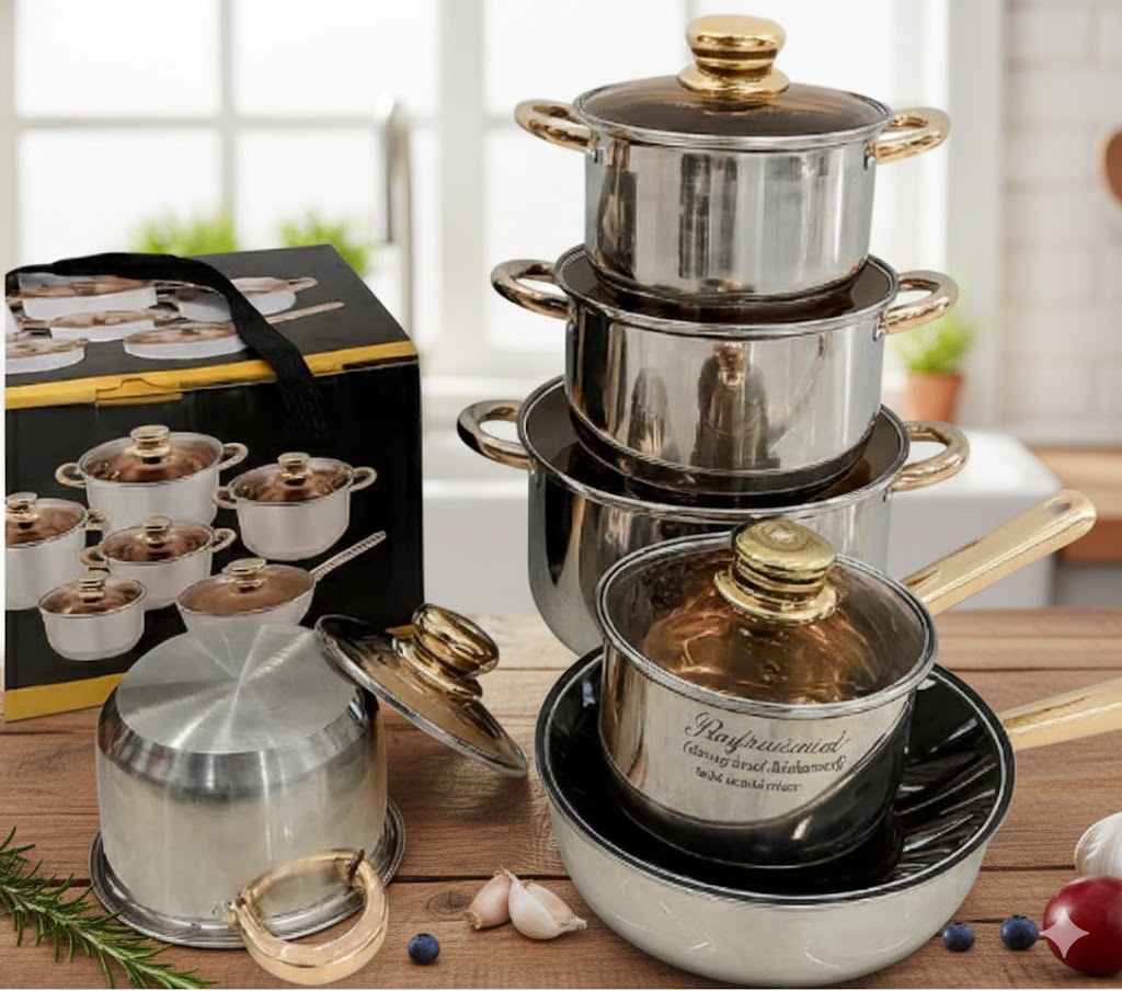 Set de Ollas de 6 Piezas en Acero Inoxidable