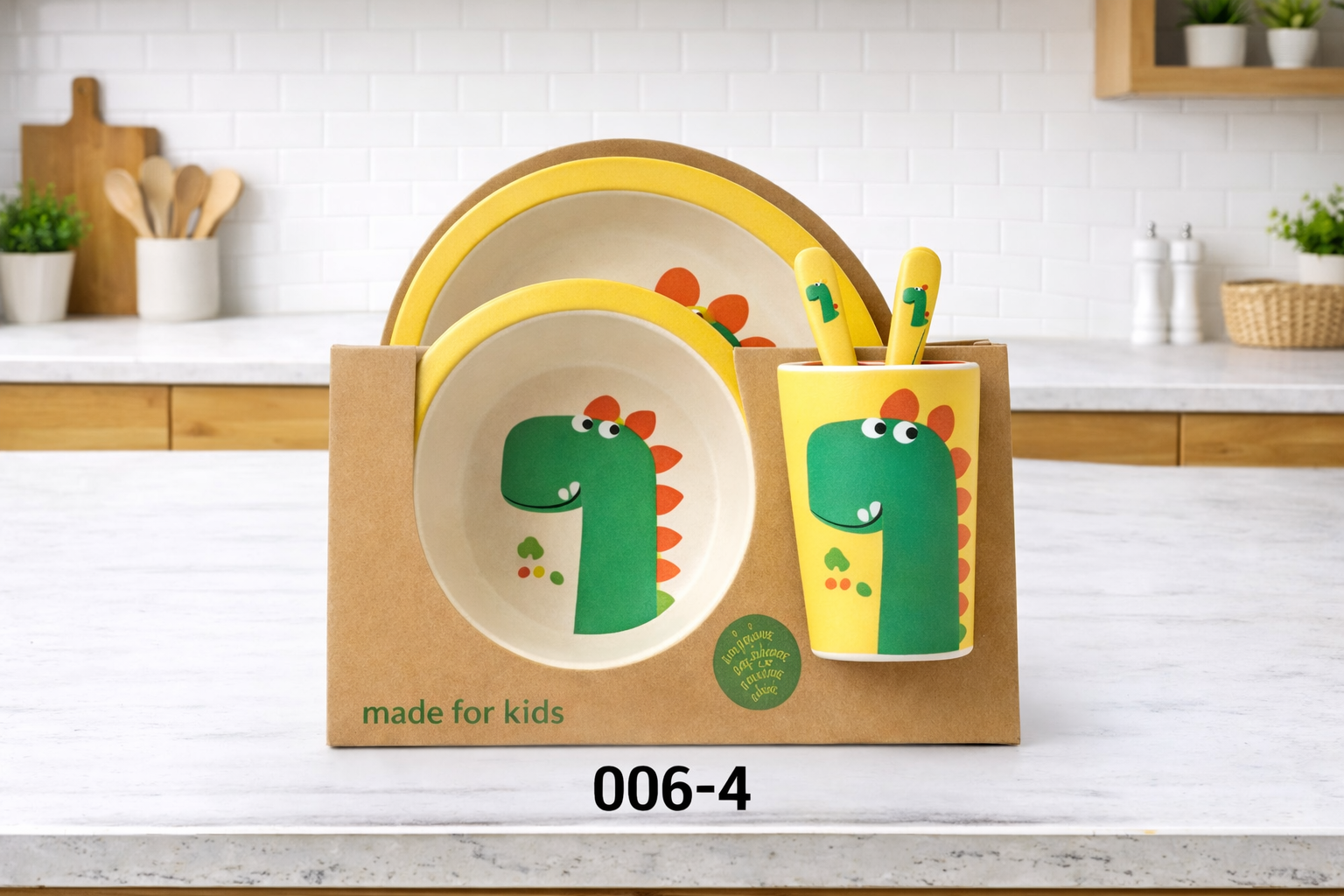 Set de Vajilla Infantil Dinosaurio con Plato, Bowl, Vaso y Cubiertos