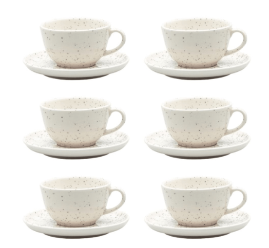 Set de taza y platillo de porcelana | 220 ml – 6 piezas