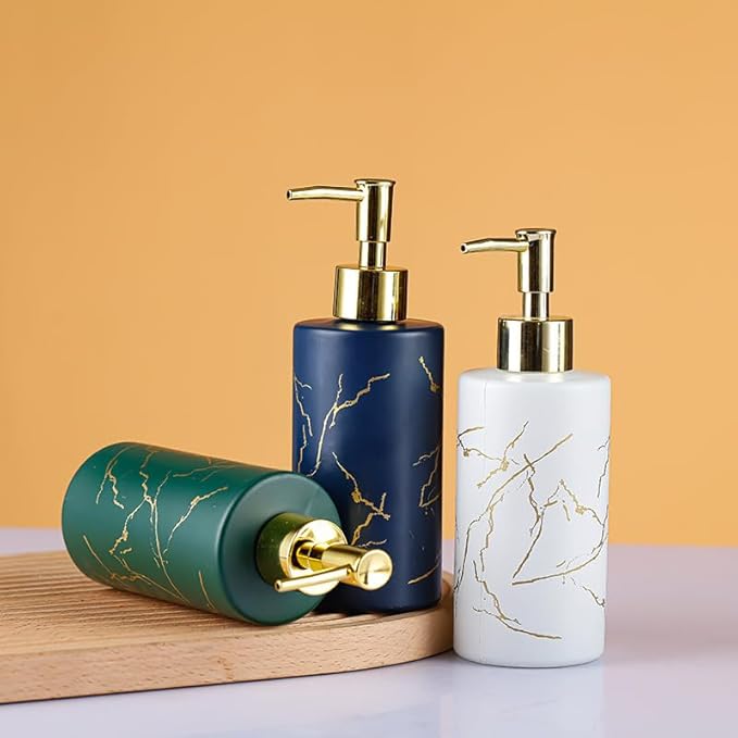 Dispensador de Jabón Líquido Mármol Dorado – Estilo Premium