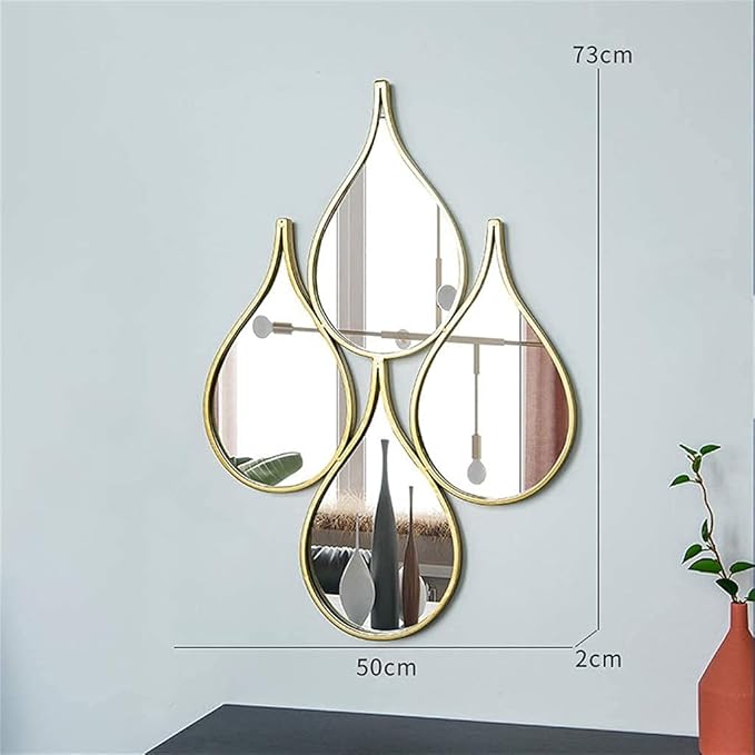 Espejo Decorativo de Pared en Forma de Gotas Doradas