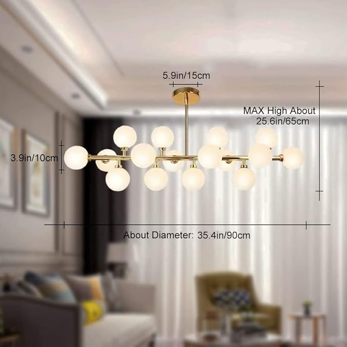 Lámpara Colgante Moderna Dorada de 16 Luces ✨
