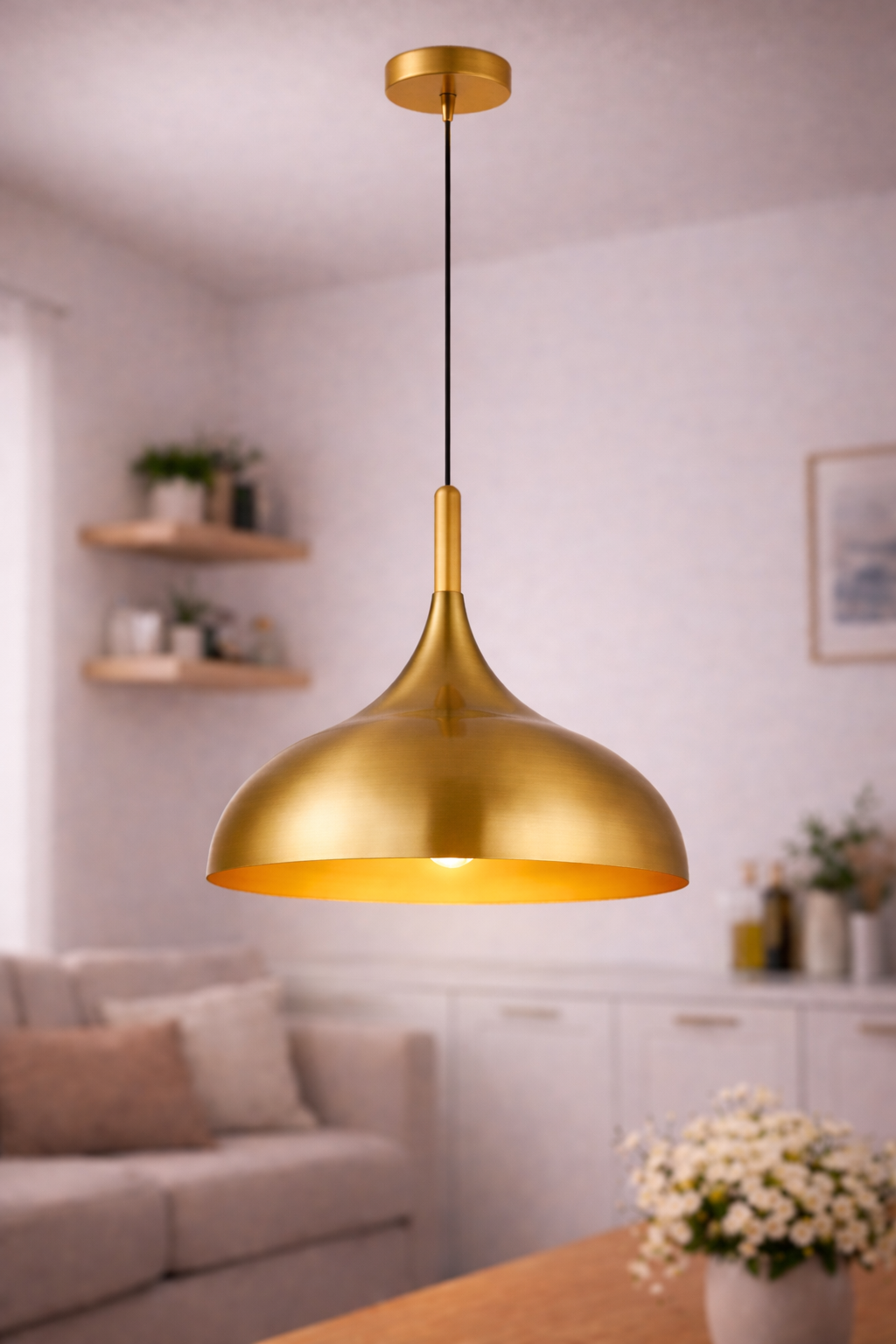 Lámpara LED de Techo Colgante- Elegancia Minimalista en Oro