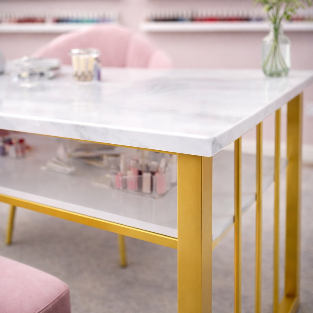 Mesa de Manicura de Madera Prensada y Metal