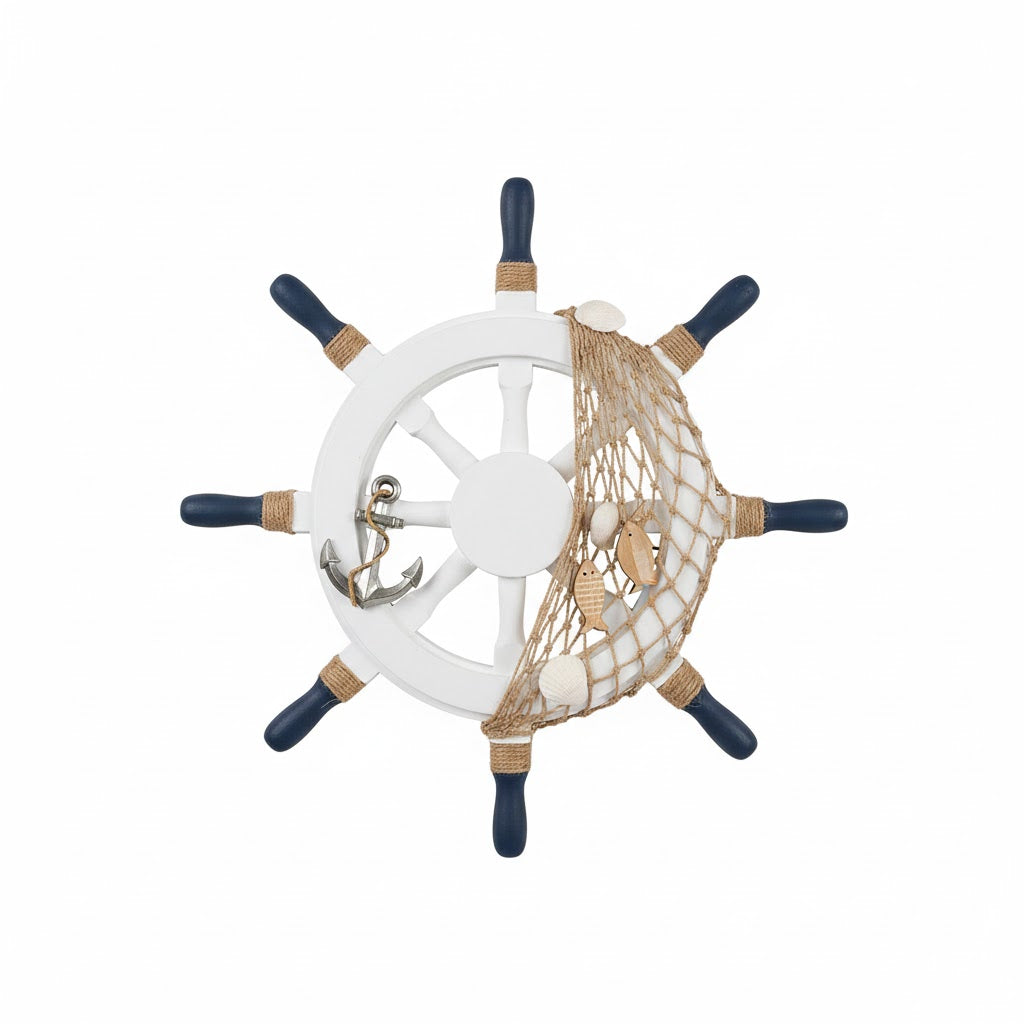ADORNO COLGANTE TIMÓN DE BARCO  – Estilo Náutico en Madera para tu Pared