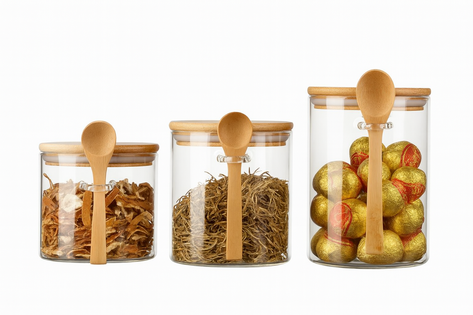 Tarro de vidrio con tapa y cuchara de bambú | 1500 ml