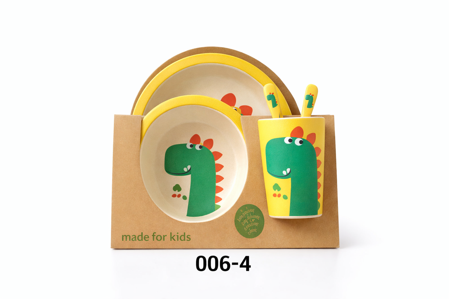 Set de Vajilla Infantil Dinosaurio con Plato, Bowl, Vaso y Cubiertos