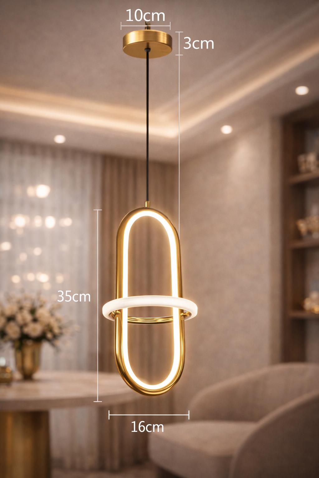 Lámpara LED Colgante Minimalista – Color Dorado