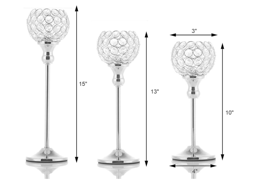 Set de Candelabros 3 Piezas – Portavelas Moderno con Vidrio
