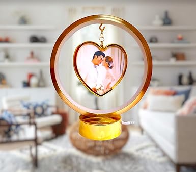 Portarretrato decorativo con luz LED corazon dorado
