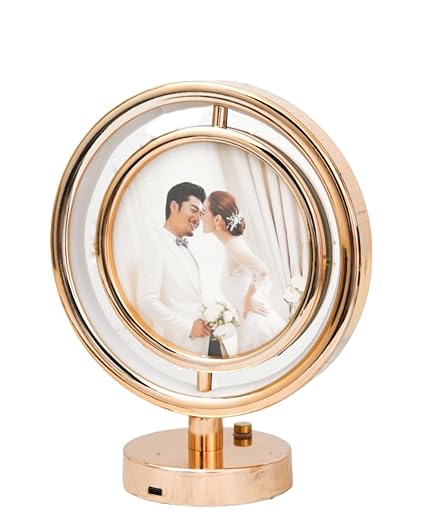 Portarretrato decorativo con luz LED circular dorada