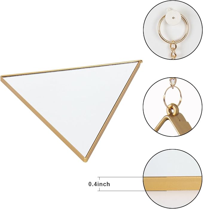 Set de 3 Espejos Decorativos Triangulares Dorados