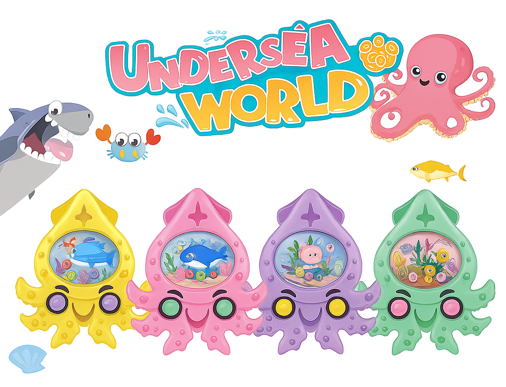 Consola de anillo de pulpo con férula de agua para niños – juego portátil de destreza y diversión