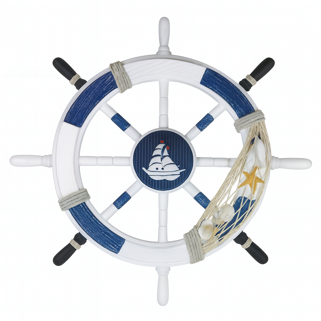 TIMÓN DE BARCO DE MADERA  – Decoración Náutica Grande y Súper Resistente
