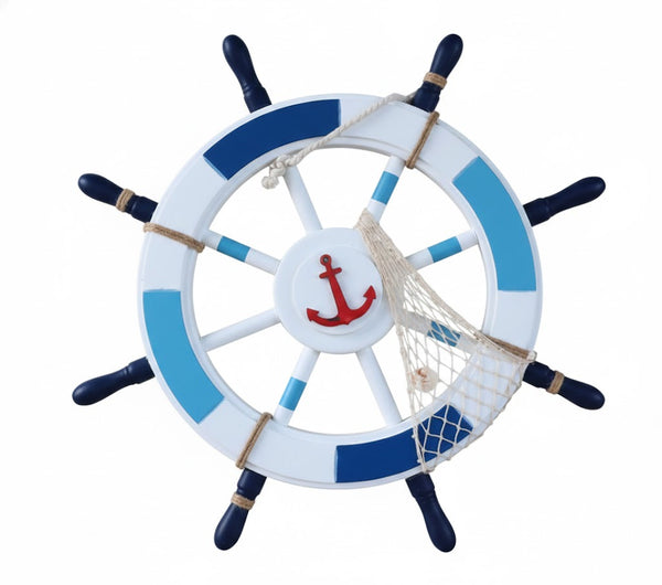 ADORNO COLGANTE TIMÓN DE BARCO DE MADERA – Grande, Náutico y Súper Resistente