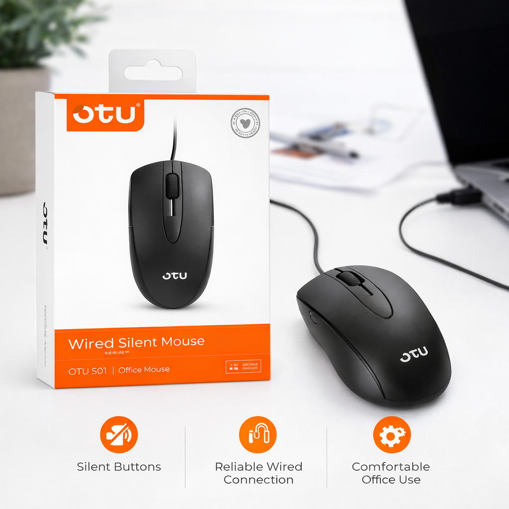 Mouse con Cable USB Negro de 1.2 m – Uso Cómodo y Conexión Estable