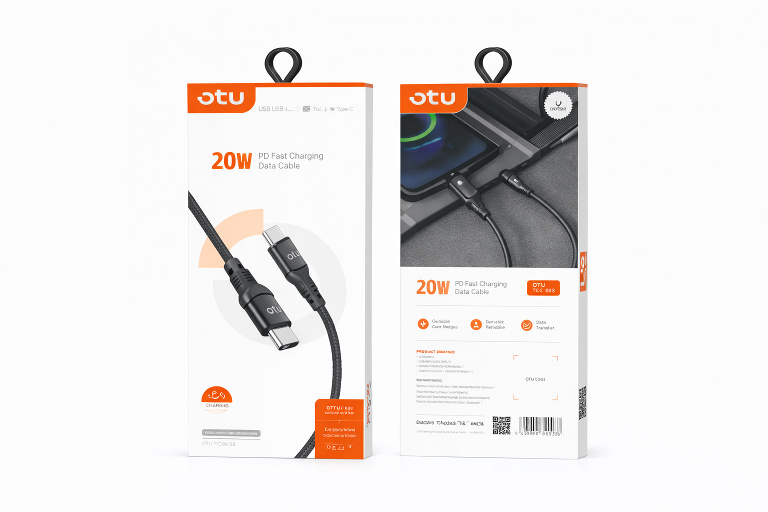 Cable de Carga Negro PD de 20W / 60W – Carga Rápida y Potente