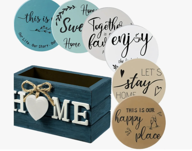 Bandeja circular con posavasos | 10 cm