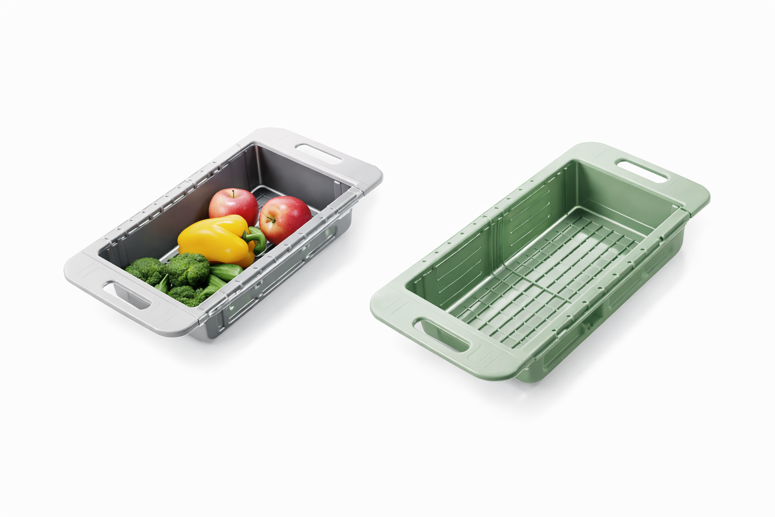 Cesta coladora sobre el fregadero