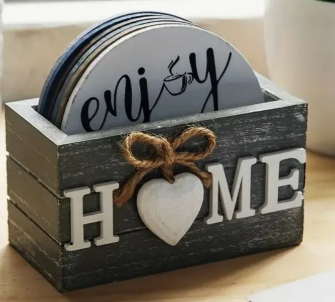 Bandeja circular con posavasos | 10 cm