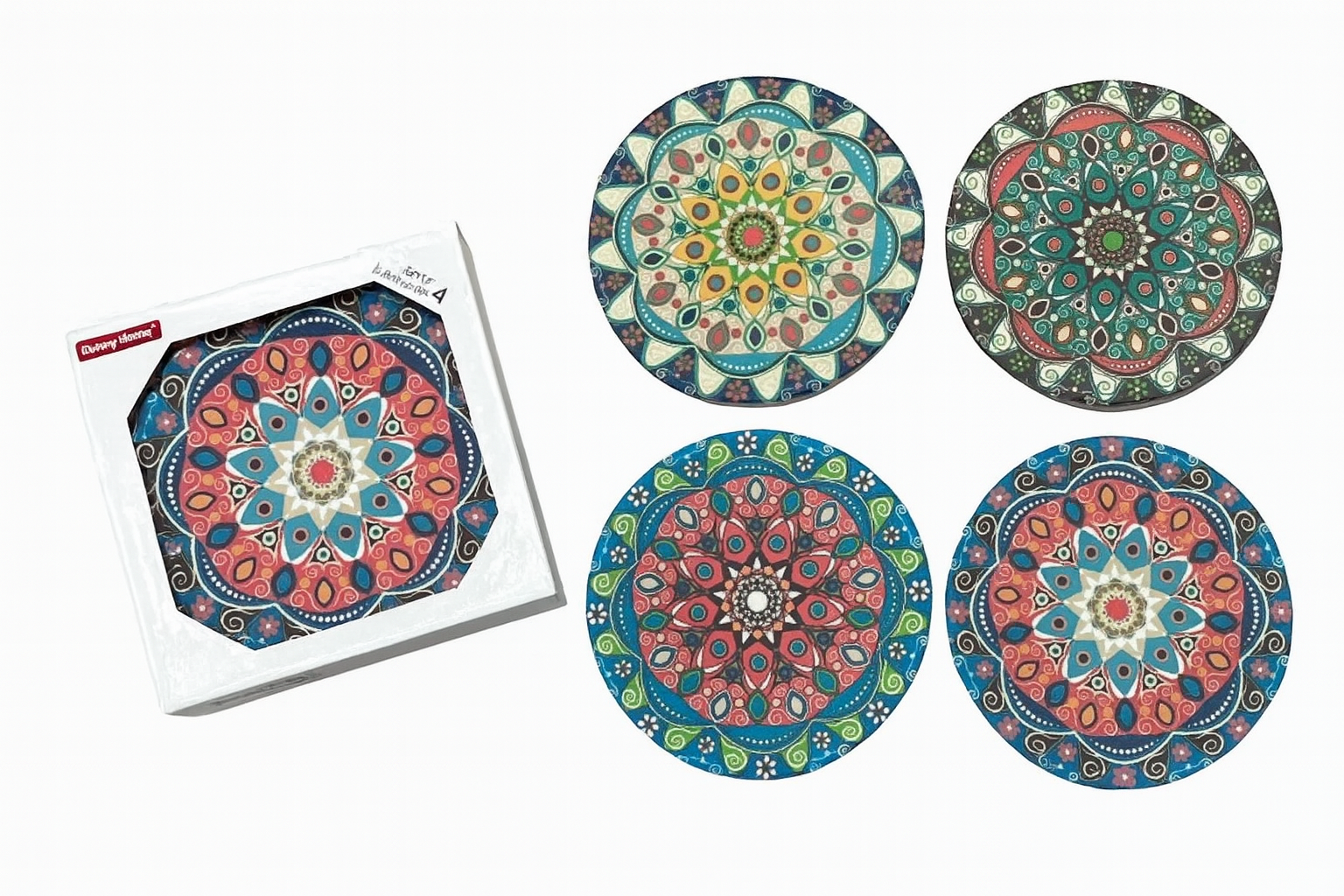 Set de posavasos de porcelana | 4 piezas – 10 cm