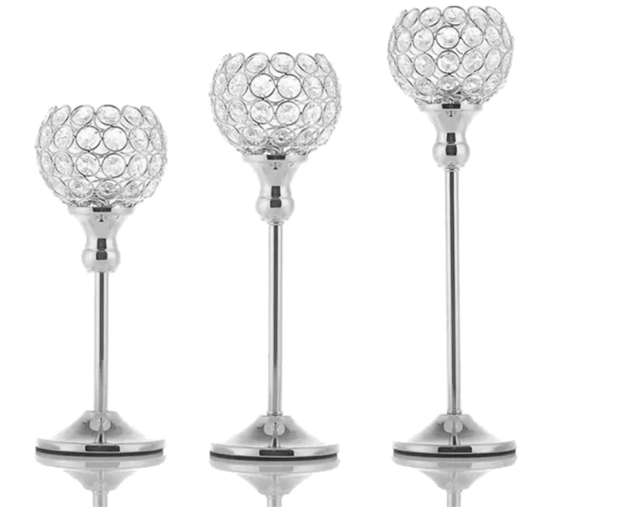 Set de Candelabros 3 Piezas – Portavelas Moderno con Vidrio