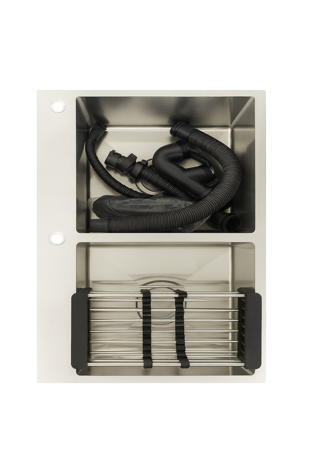 SET DE LAVATRASTOS DOBLE  – ACERO INOXIDABLE DE SOBREPONER | Amplio, Elegante y Extra Resistente