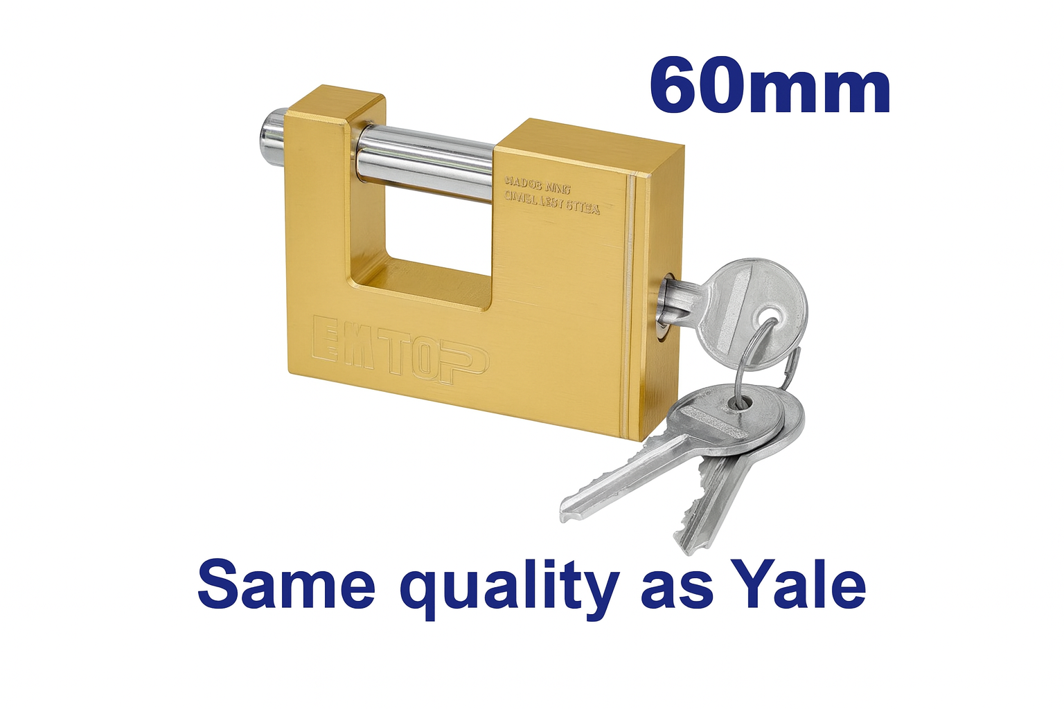 Candado macizo de latón 60 mm de alta seguridad con cilindro y llaves de latón (3 piezas)
