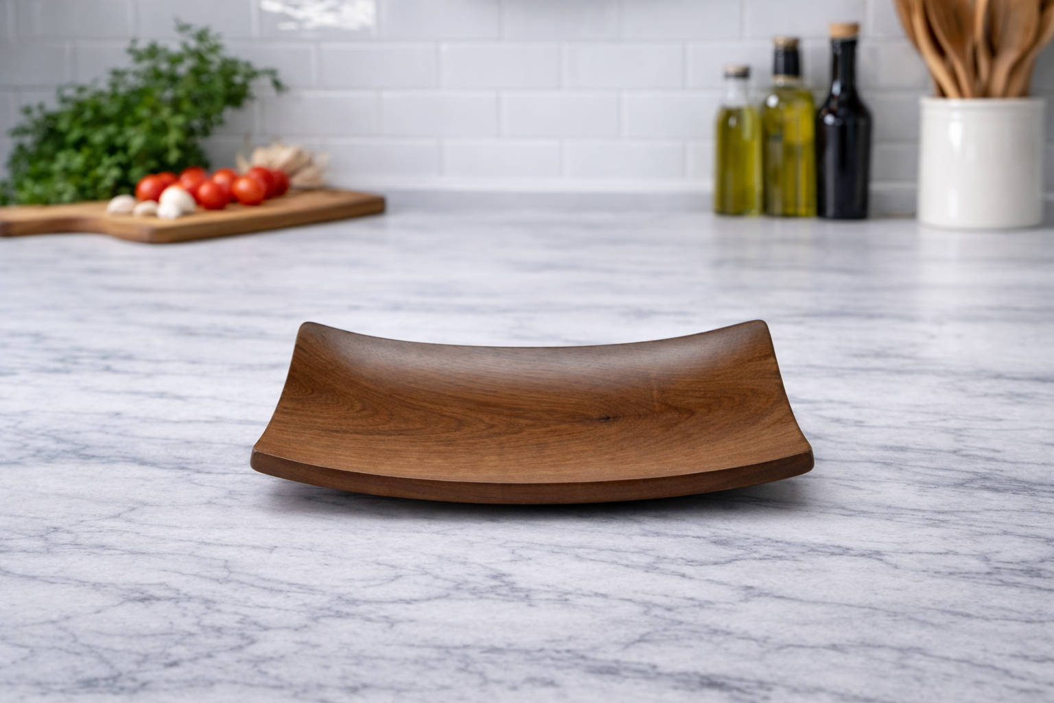 Bandeja Rectangular de Madera Curva