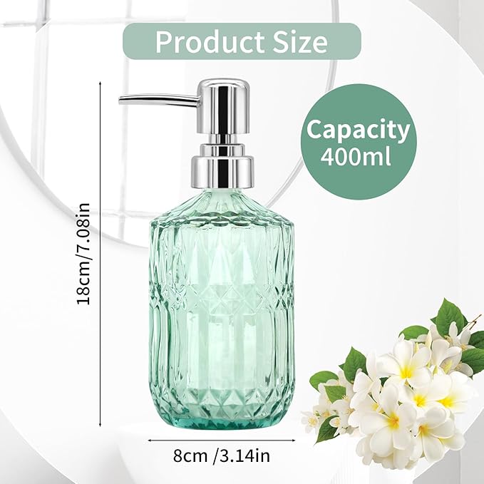 Jabonera Dispensadora de Vidrio Estilo Diamante – 400 ml