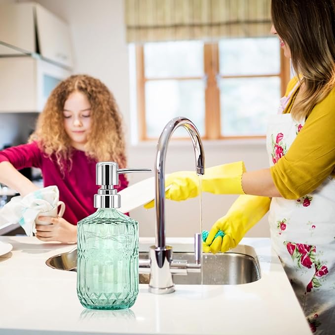 Jabonera Dispensadora de Vidrio Estilo Diamante – 400 ml