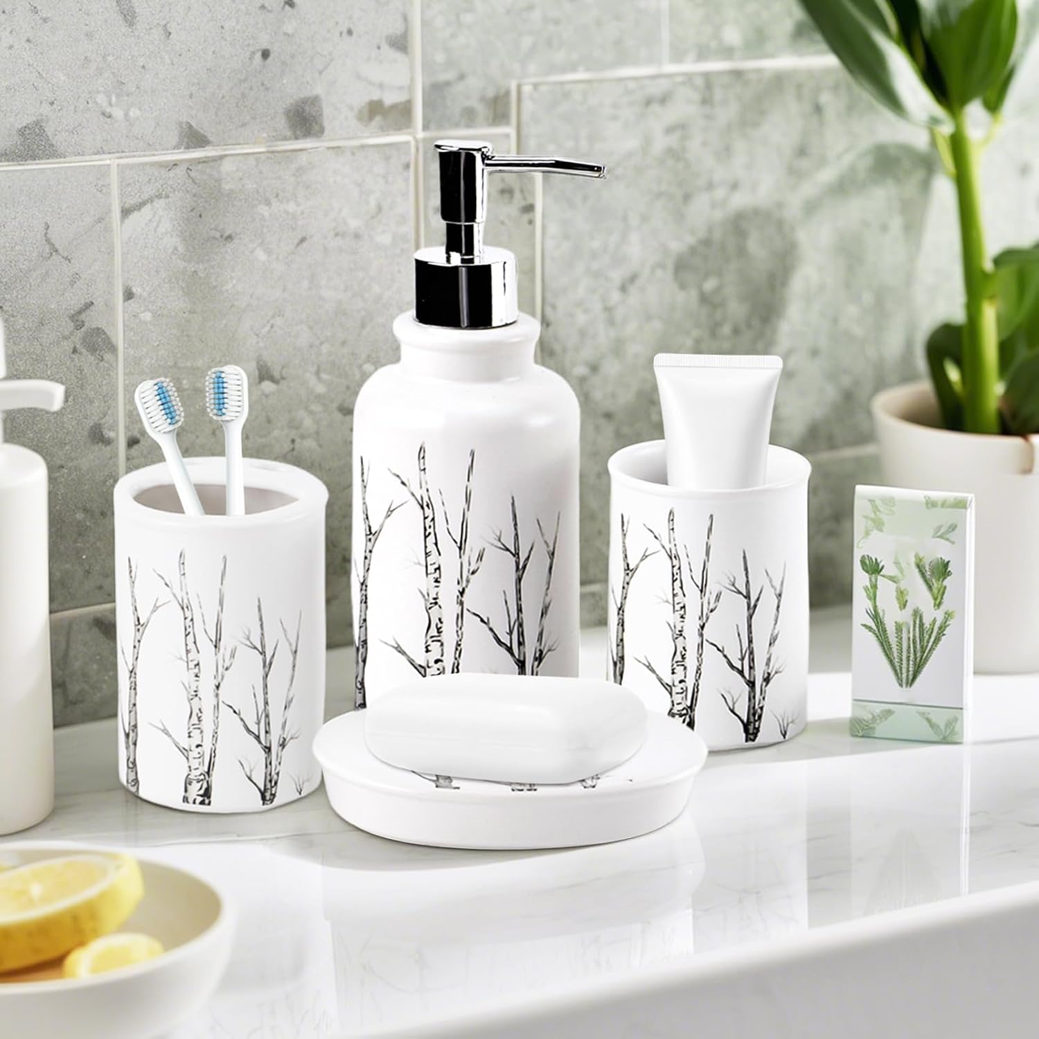 Set de Baño Elegante “Bosque Blanco”