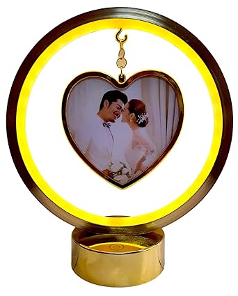 Portarretrato decorativo con luz LED corazon dorado