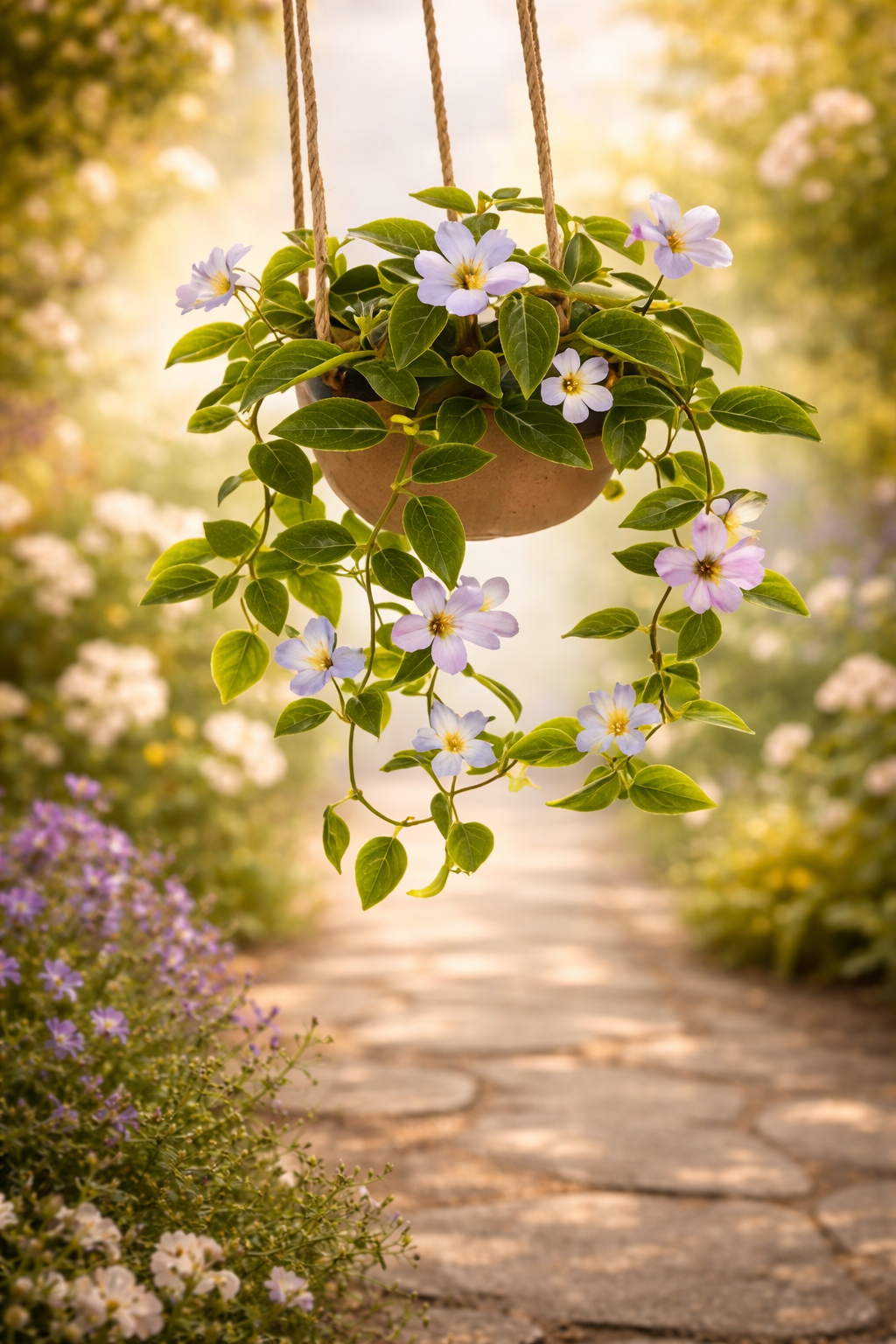 Maceta Colgante con Flores Artificiales