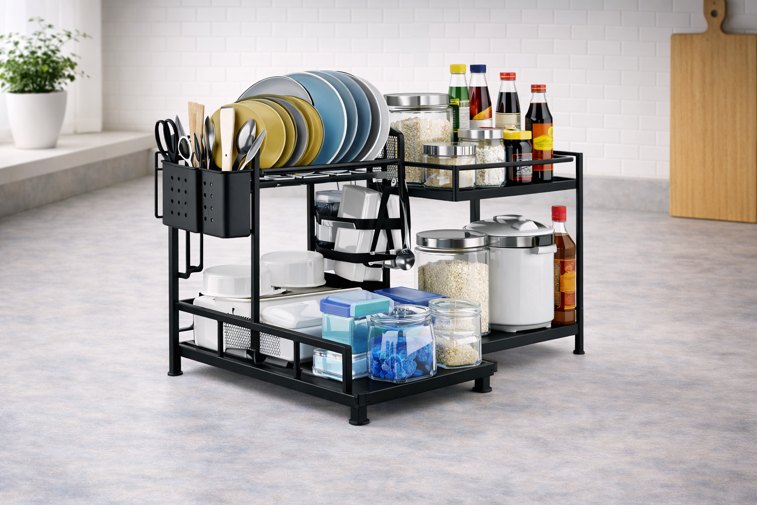 Estante de platos de dos niveles