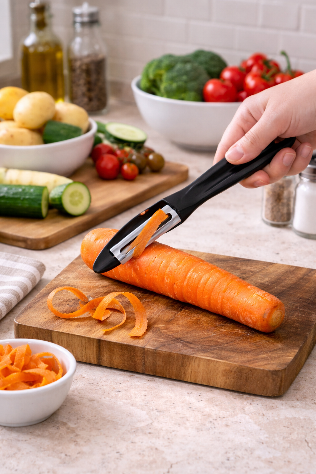 Pelador de Frutas y Verduras Ergonómico – Corte Preciso y sin Desperdicios