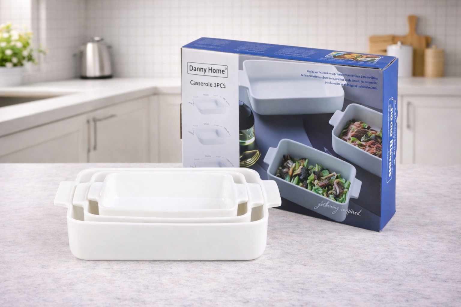 Juego de moldes para hornear de porcelana.